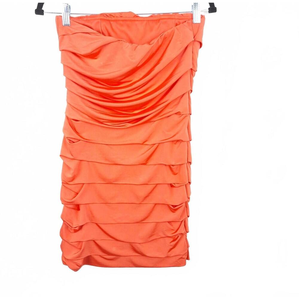 Speechless Women Tangerine Size‎ Med Ruched Strapless Mini Bodycon Party Dress